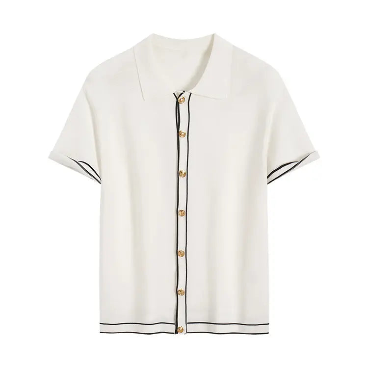 WINDSOR CONTRAST-LAPEL CARDIGAN - Dhago