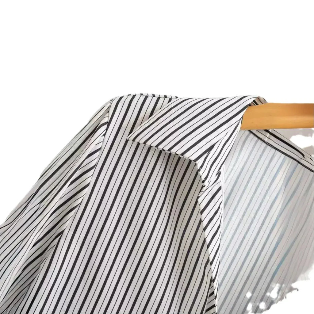 AMELINE LAPEL STRIPED LONG-SLEEVE SHIRT - Dhago
