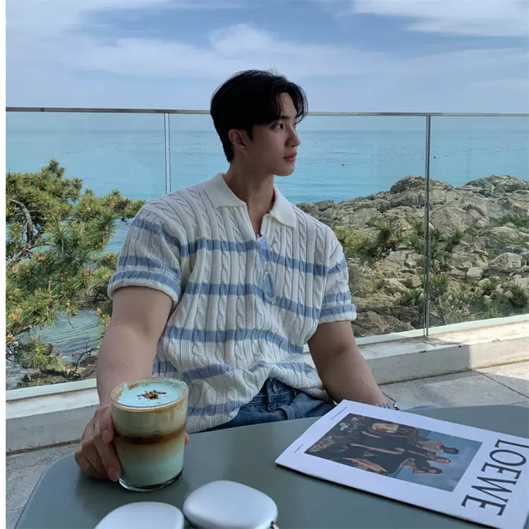 THE IVORY STRIPE LAPEL KNIT - Dhago