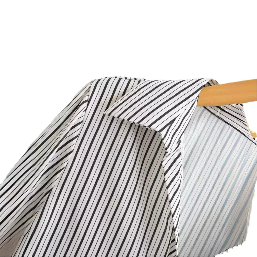 AMELINE LAPEL STRIPED LONG-SLEEVE SHIRT - Dhago