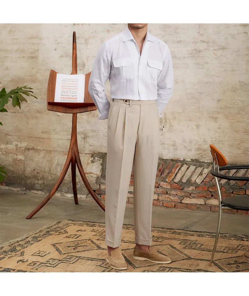 Fashion Pure Linen Breathable Retro Long Sleeve Shirt Men - Dhago