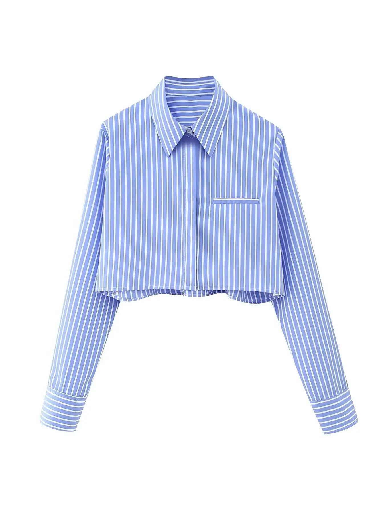 AMELINE FRENCH TRICOLOR CROPPED SHIRT - Dhago