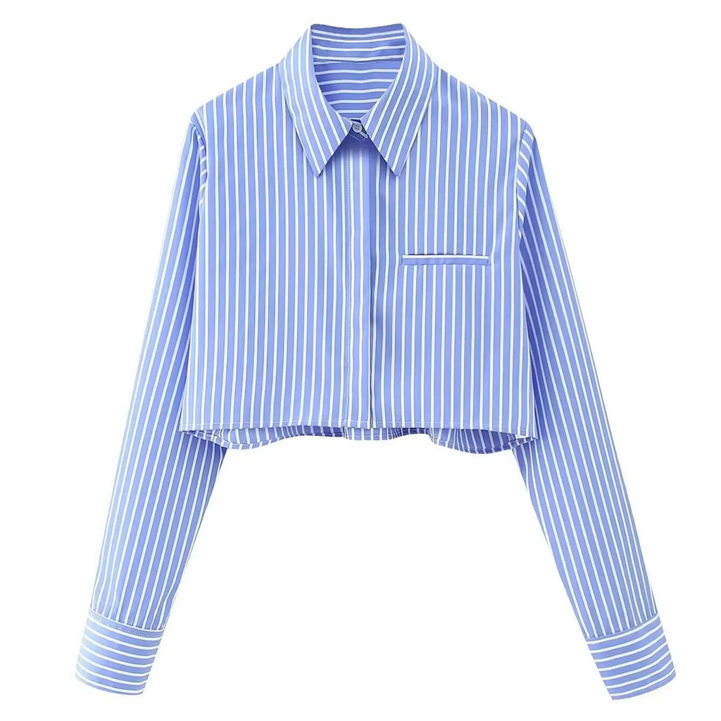 AMELINE FRENCH TRICOLOR CROPPED SHIRT - Dhago