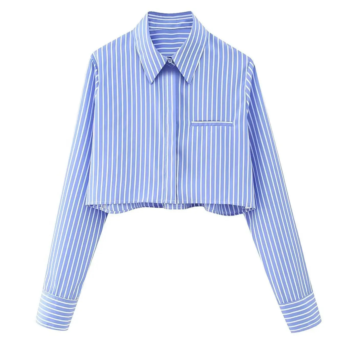 AMELINE FRENCH TRICOLOR CROPPED SHIRT - Dhago