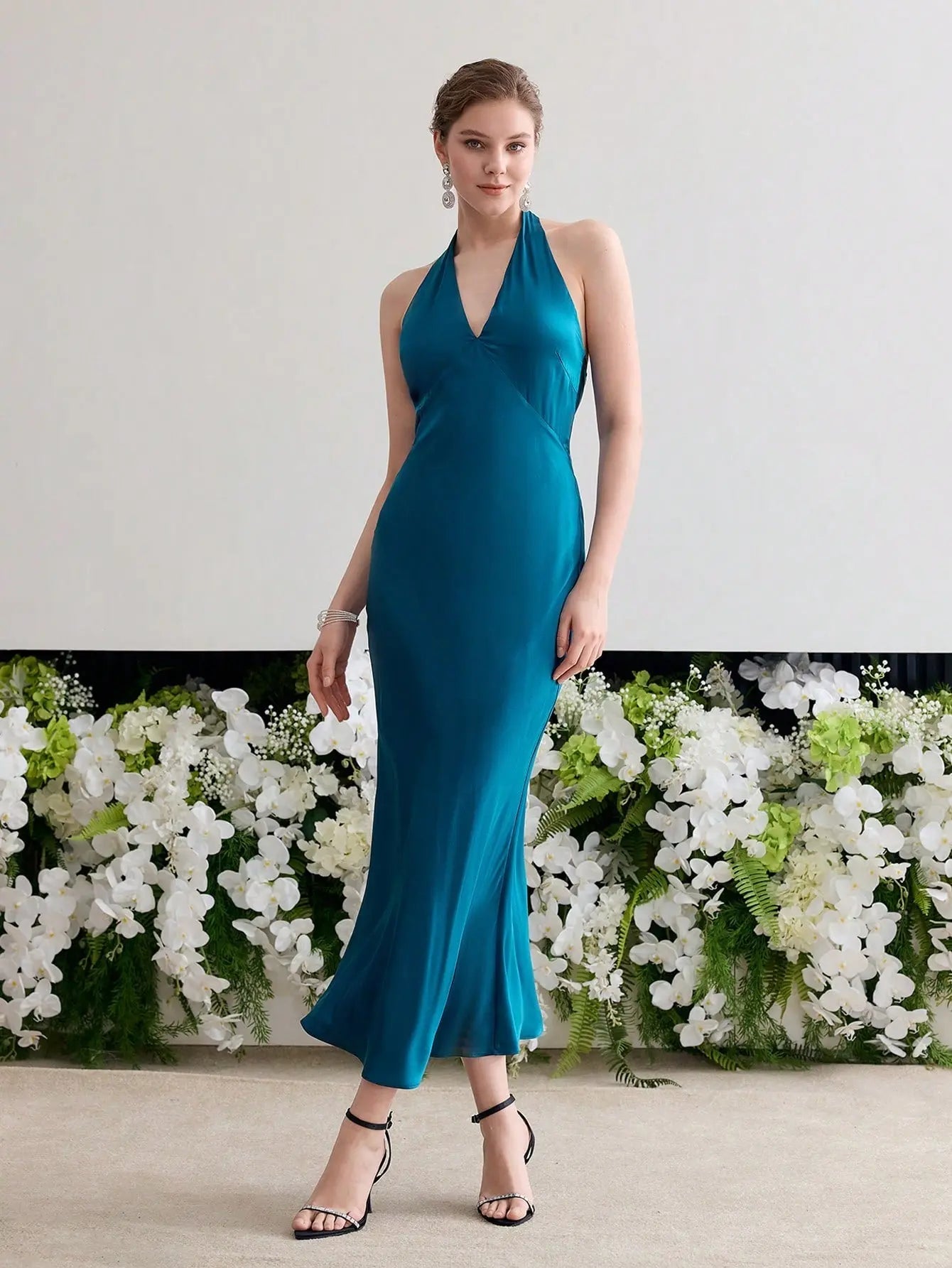 BEAUMONT SILK HALTER MIDI - Women Dresses by Dhago| Dhago