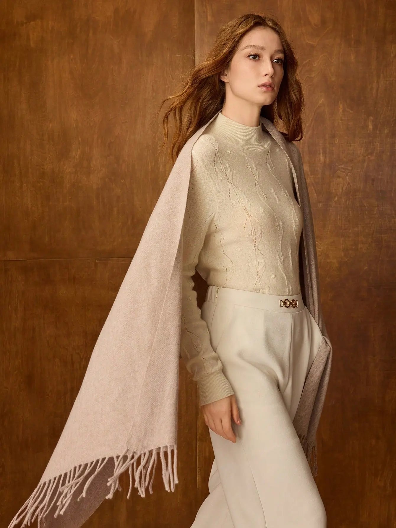 THE APRICOT JACQUARD FRINGE SCARF - Women Scarves & Scarf Accessories by Dhago| Dhago