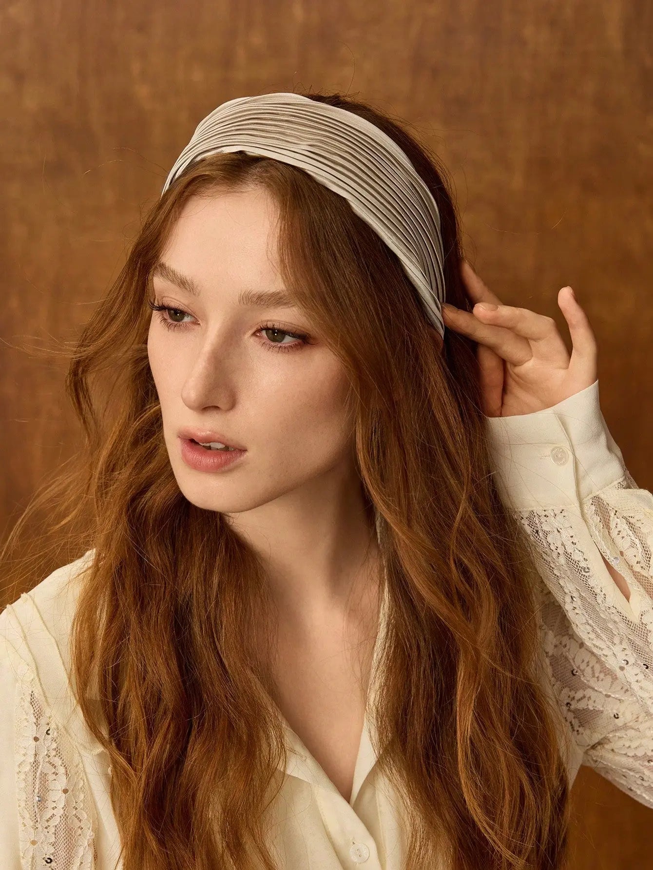 THE BEAUFORT PLEATED BEIGE HEADBAND - Women Hair Accessories by Dhago| Dhago