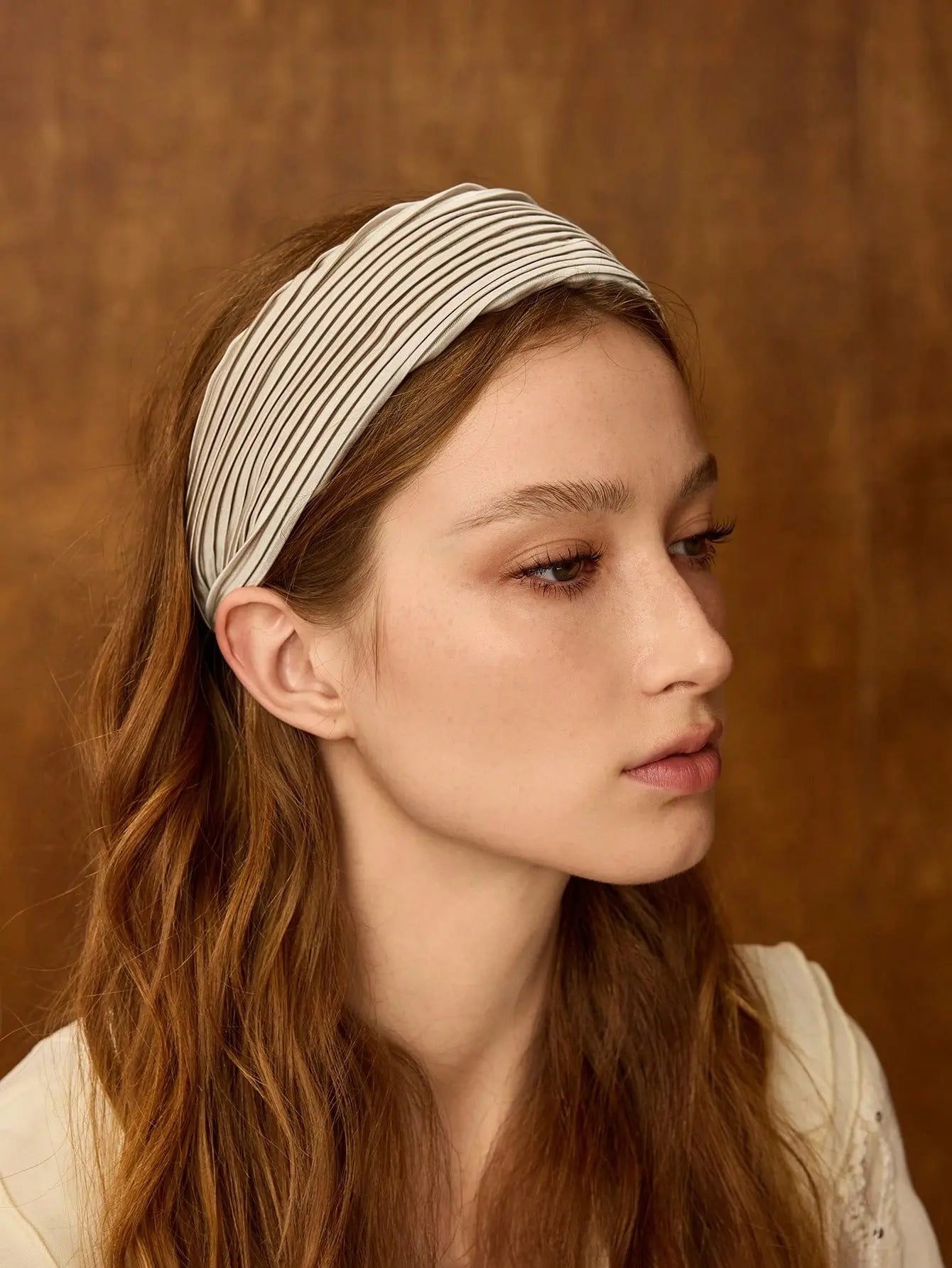 THE BEAUFORT PLEATED BEIGE HEADBAND - Women Hair Accessories by Dhago| Dhago