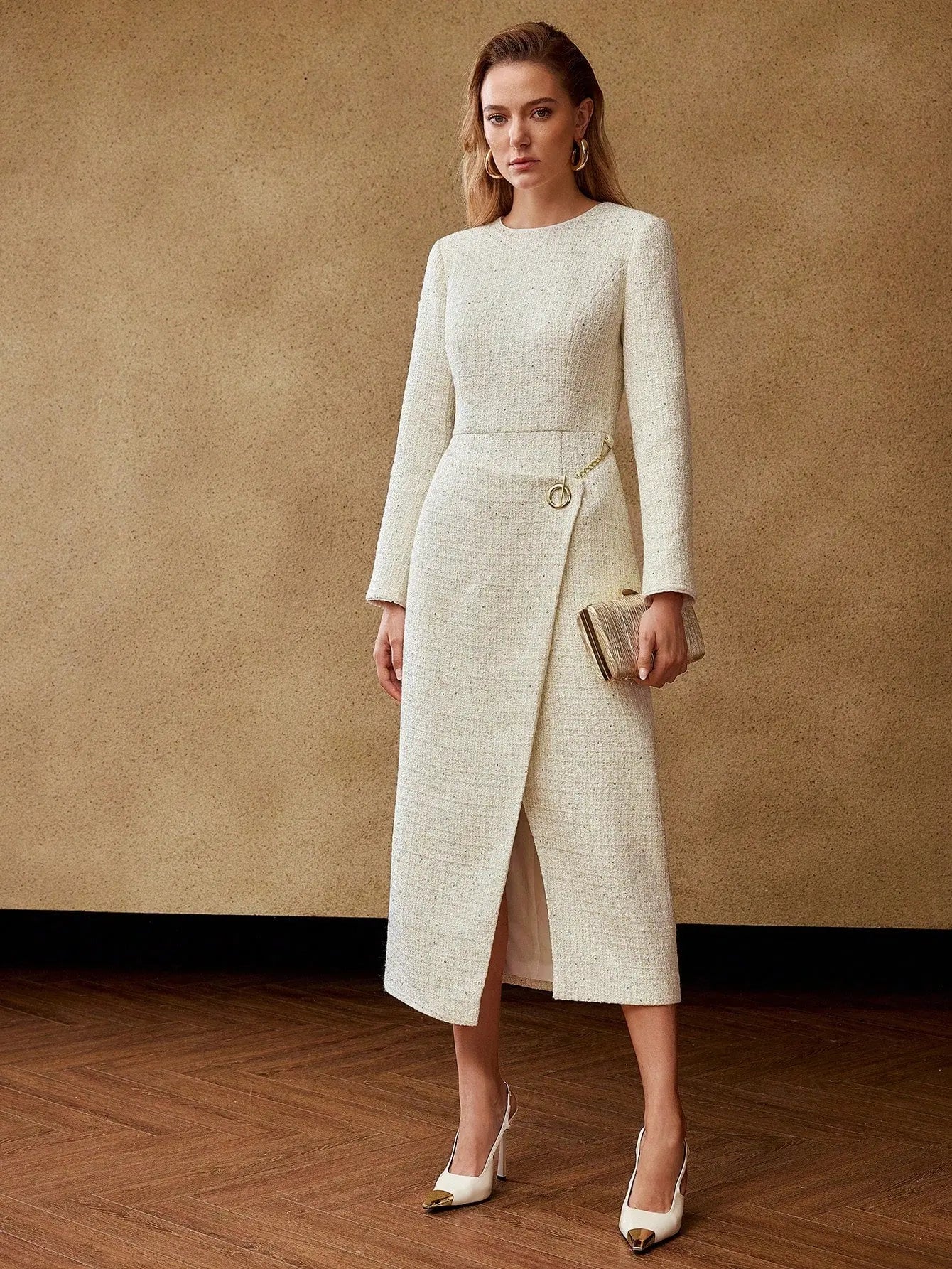 THE LYSANDRA TWEED CHAIN - DECOR MIDI DRESS - Women Dresses by Dhago| Dhago