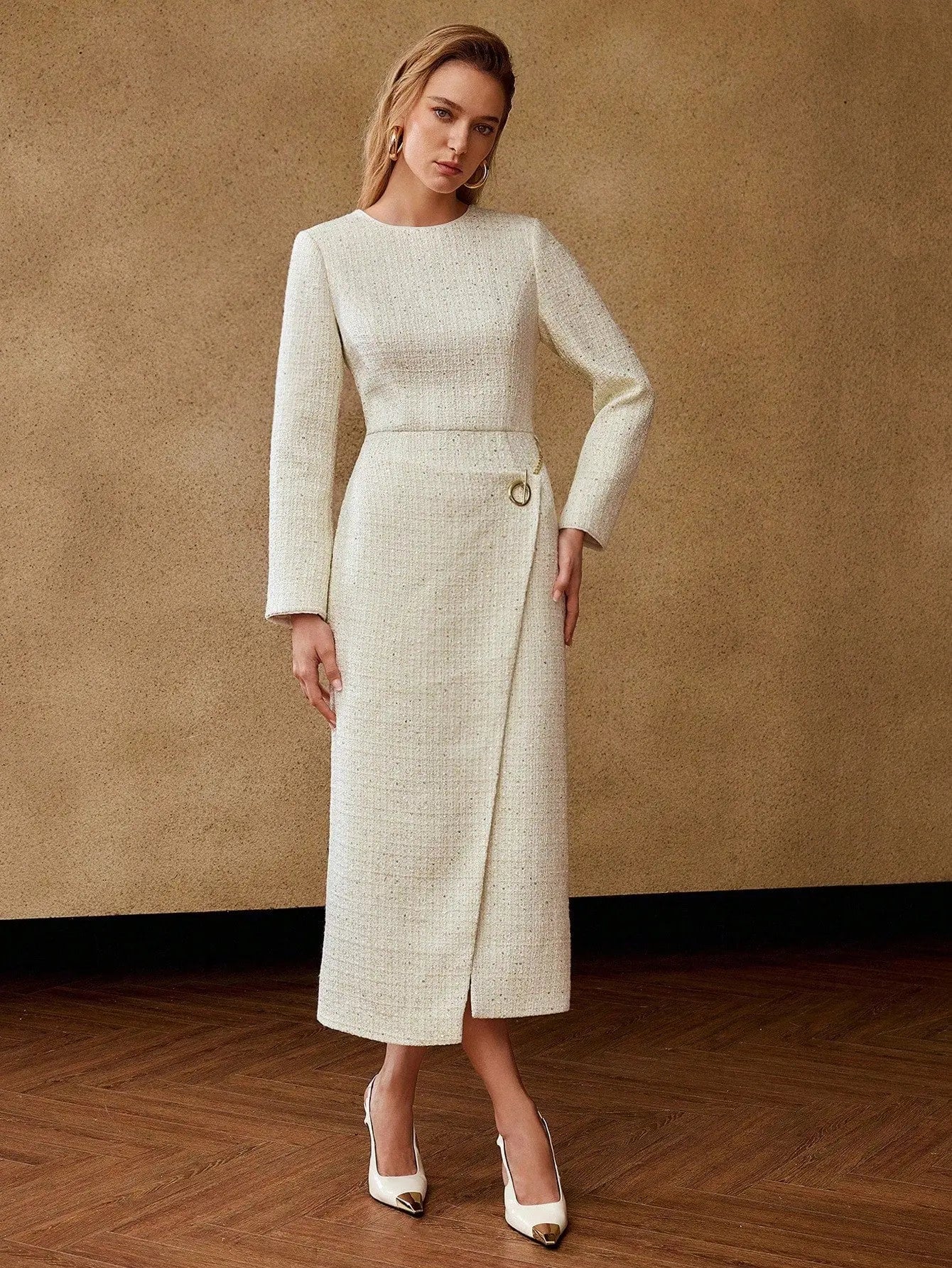 THE LYSANDRA TWEED CHAIN - DECOR MIDI DRESS - Women Dresses by Dhago| Dhago