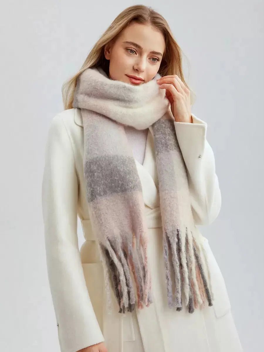 THE ROSALYN PINK PLAID WINTER SCARF - Women Scarves & Scarf Accessories by Dhago| Dhago