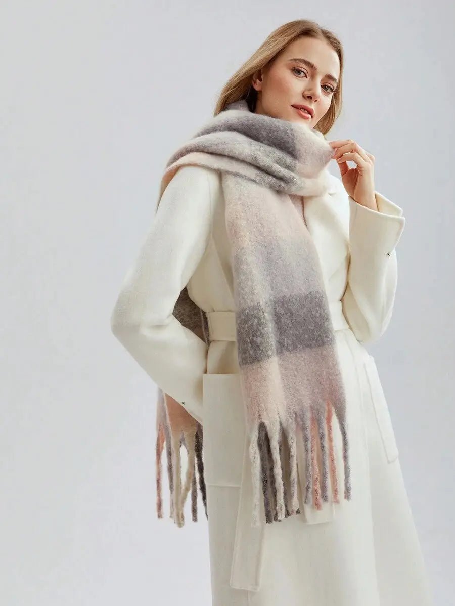 THE ROSALYN PINK PLAID WINTER SCARF - Women Scarves & Scarf Accessories by Dhago| Dhago