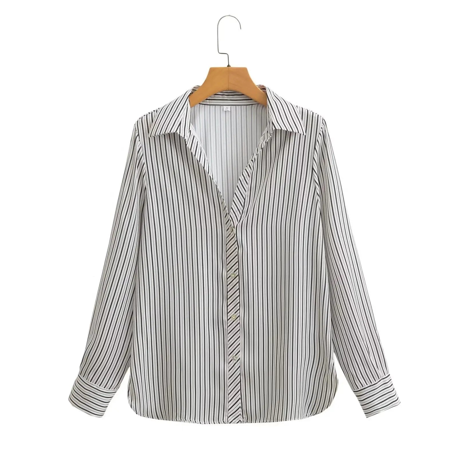 AMELINE LAPEL STRIPED LONG-SLEEVE SHIRT
