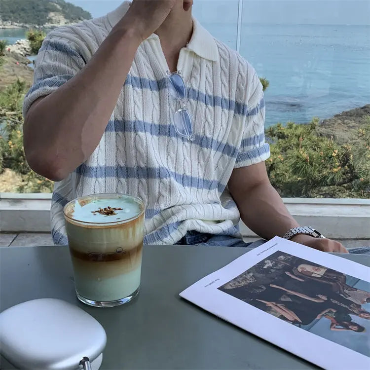 THE IVORY STRIPE LAPEL KNIT - Dhago